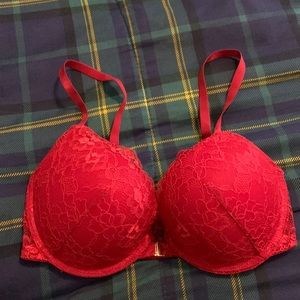Red lace bra